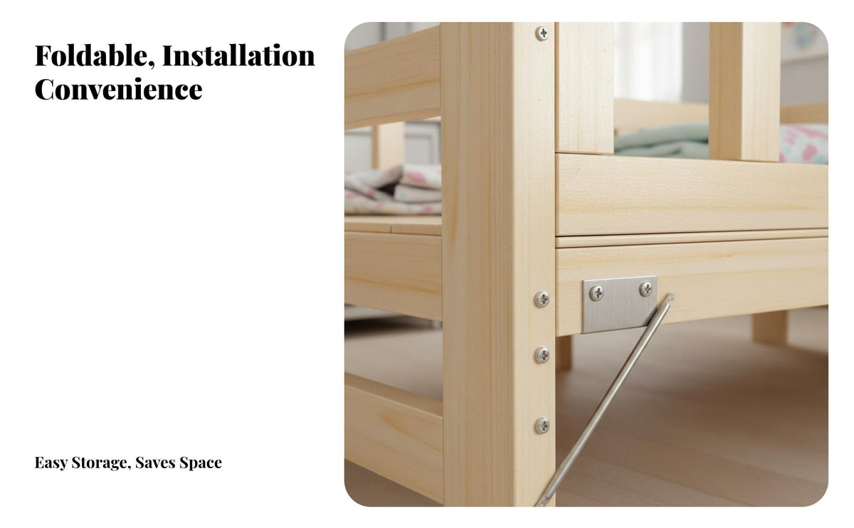 Space-Saving Foldable Wooden Bedside Sleeper High Load Capacity Children's Co-Sleeping Cot Rounded Corners Toddler Bedside Bassinet Installation-Tool-Tool-Free for Infants, Toddlers, Parents, Nursery, Guest Room, Hospital, Office