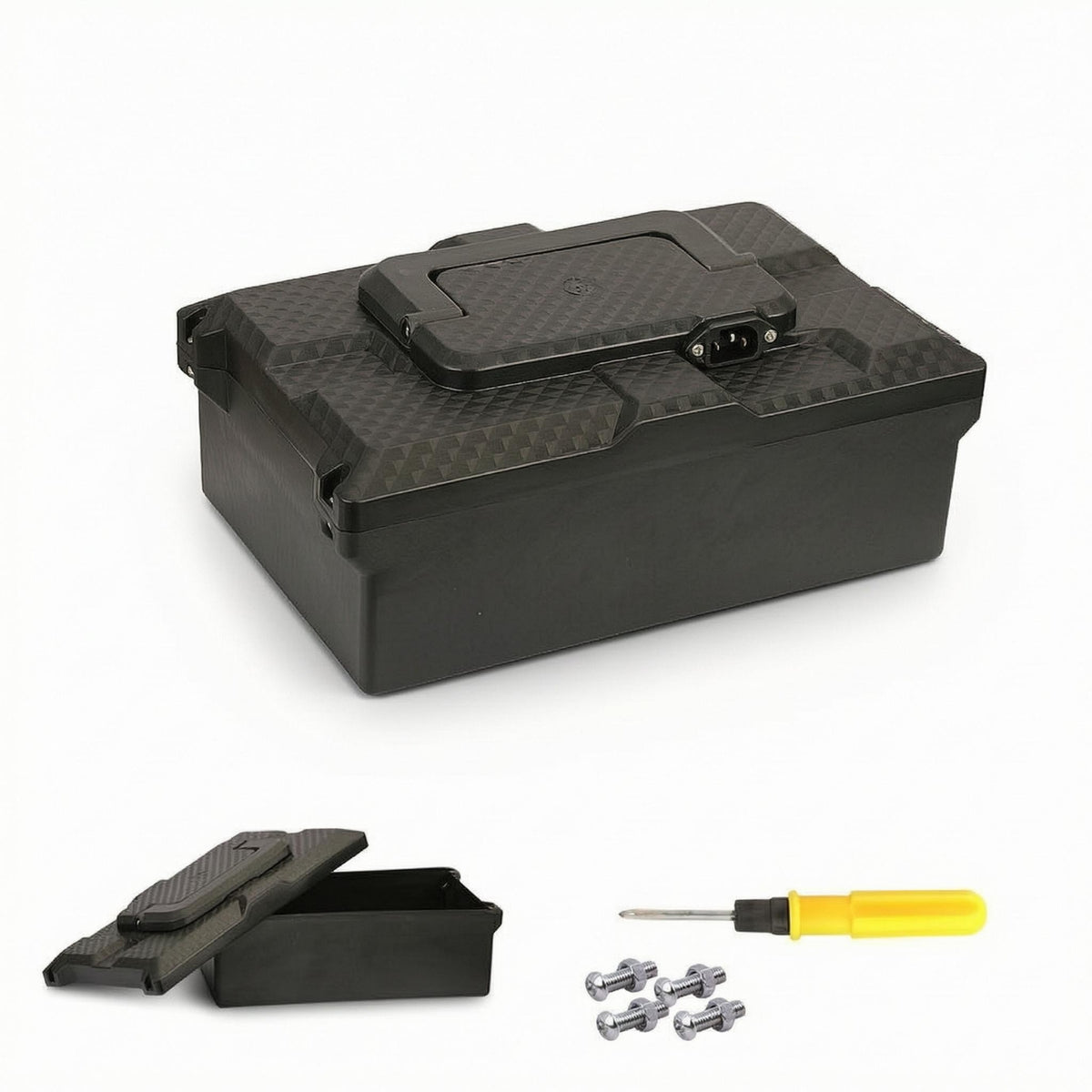 Battery Storage Box Thickened Battery Box with Handle Connector Opening Installation Hardware