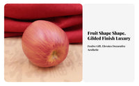 Red Finish Desktop Apple Decor Gold Stem Artificial Apple Ornament for Home Display