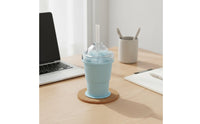 Easy Demolding 2-in-1 Ice Ball Creator Cup Leak-Proof Lid Silicone Folding Ice Cup Silicone Travel Tumbler with Straw for Office, Outdoor, Beach