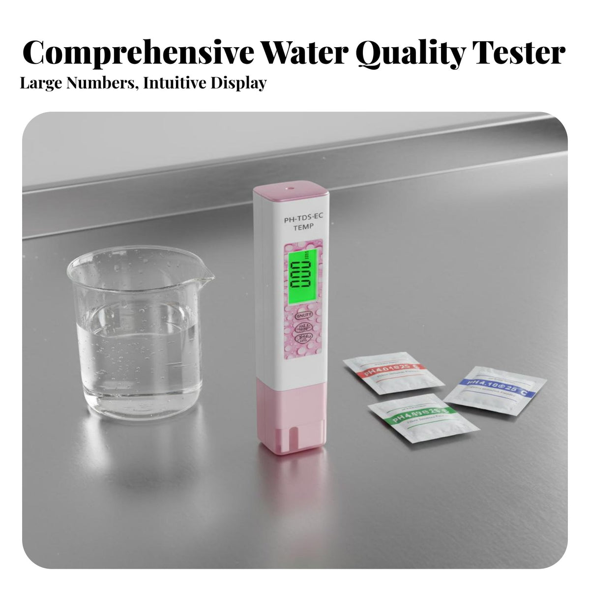PH TDS Temperature Meter Backlit Digital Screen Display Multi-Function Water Quality Tester High Sensitivity Testing Comp Single Nt Multi-Function
