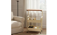 Mobile Bedside Table Space-Saving Design Sofa End Table with Wheels Easy to Clean Rolling Storage Rack for Kitchen, Office