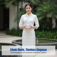 Dai Water Splashing Festival Costume Set, Elegant Thai Style Dress, Stage & Workwear, Random Design