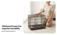 Indoor Dog Playpen with Tray Easy to Clean Foldable Dog Cage Heavy Duty Metal Wire Pet Cage for Small Dogs, Young Dogs, Training