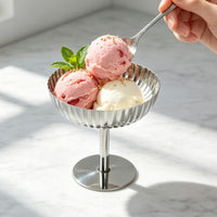Polished Stainless Steel Dessert Cup Shatterproof Footed Dessert Cup Metal Tableware for Cafe