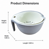 Foldable Colander Bowl Set, 2-Layer Rice Strainer & Washing Bowl, PP Food Grade Pasta Strainer for Fruits Vegetables, White 23cm