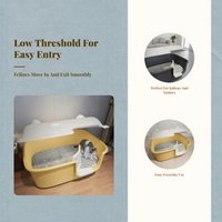 Large Cat Litter Box, Semi-Enclosed, Easy Clean
