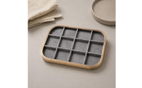 Aluminum Alloy 12-Compartment Jewelry Tray Rounded-Rectangle Flocked Jewelry Tray