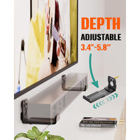 L-Shaped Wall-Mounted Soundbar Bracket Compatible with Multiple Soundbars, Adjustable Metal Mount