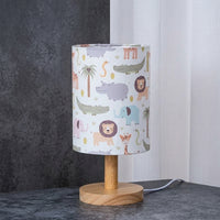 Light Shade for Bedside Lamp and Table, Grey Lampshade for Ceiling or Large Kids Bedroom, E27 Drum Lampshade with Animal Design, Linen Material