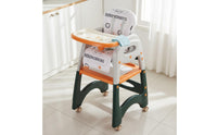 Detachable Tray 6 in 1 Convertible High Chair 5-Point Safety Harness Convertible High Chair Easy to Clean Adjustable Booster Seat with Wheels Anti-Tip Design for Babies, Toddlers, Infants, Playroom