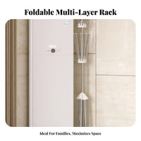 Stainless Steel Construction Baby Clothes Drying Rack Rust Resistant Floor Standing Laundry Rack Space-Saving for Infants, Babies, Balcony