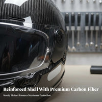 Carbon Woven Full Face Helmet 3C Certified Retro All Seasons for Motorcyclists Cyclist S, Traveling, Daily Commute, Road Biking