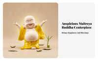 Feng Shui Decor Laughing Buddha Statue Symbol of Peace and Balance Maitreya Buddha Figure Artisan-Made Smiling Maitreya Figurine Cute Look for Meditation Practitioners, Office Workers, Living Room, Desktop, Entryway, Desk