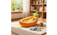 PP Cotton Filled Soft Carrot Dog Bed Soft and Comfortable Carrot Pet Bed Machine Washable Cat Lounger Easy to Clean for Small Dogs, Young Dogs, Cats