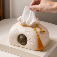 Decorative Tissue Box with Fu Design, Stylish Cosmetic Tissue Box for Living Room & Desk
