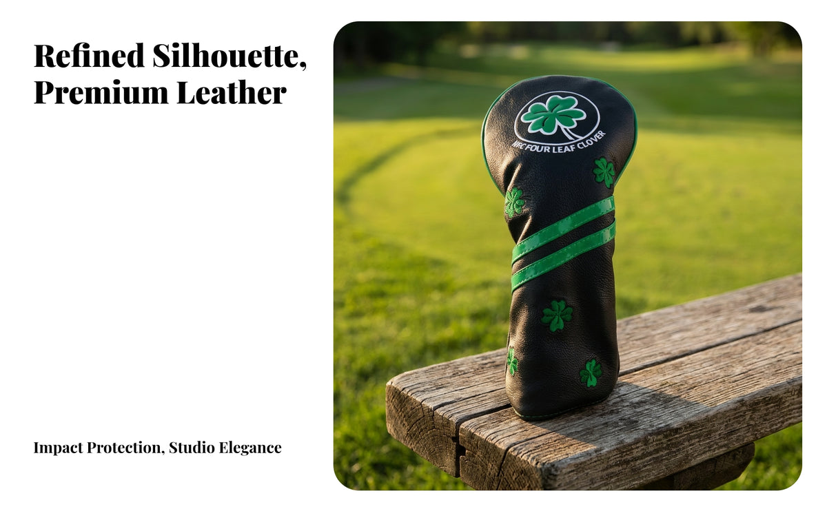 Driver Headcover with Trifoliate | Textured Leather-Like Material, tailored preserving Body, Golf Driver Head Cover