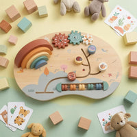 Wooden Busy Board Wood Activity Board Rotating Pieces