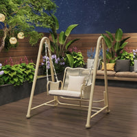 Hanging Swing Chair with Stand Cushioned Swing Chair with Stand Shaded Furniture for Adults, Backyard, Garden, Balcony
