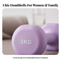 2 Pieces Non-Slip Grip Dumbbell Hand Weights Compact Vinyl Coated Dumbbells Ergonomic Handle Lightweight Dumbbells Anti-Roll Design for Women, Beginners, Kids, Home Gym, Office