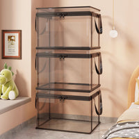 Transparent Clear Plastic Storage Box Reinforced Edges Zippered Storage Box Carry Handles Household Organizer for Shelf, Floor, Window Seat