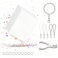 141 Pieces Shrink Keychain Kit Easy to Use Keychain Charm Making Kit Decorate and Bake Shrink Craft Set for School Projects