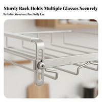 Stainless Steel Vino Glass Hanger Anti-Rust Hanging Stemware Holder Inverted Glass Storage Rack Long-Lasting Bar Accessory