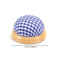 Wooden Base Pin Cushion Plaid Pin Cushion Sewing Accessory for Crafters, Beginners