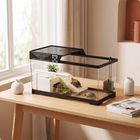 Turtle Tank with Basking Platform Allall-Inclusive Turtle Tank with Filter Terrarium Starter Habitat Easy Assembly for Desktop