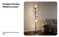Designer Design Artistic Glass Floor Lamp Minimalist Design Persimmon Glass Floor Lamp Sturdy Metal Base Indoor Lighting for Interior Designers, Professionals, Living Room, Bedroom, Villa, Office