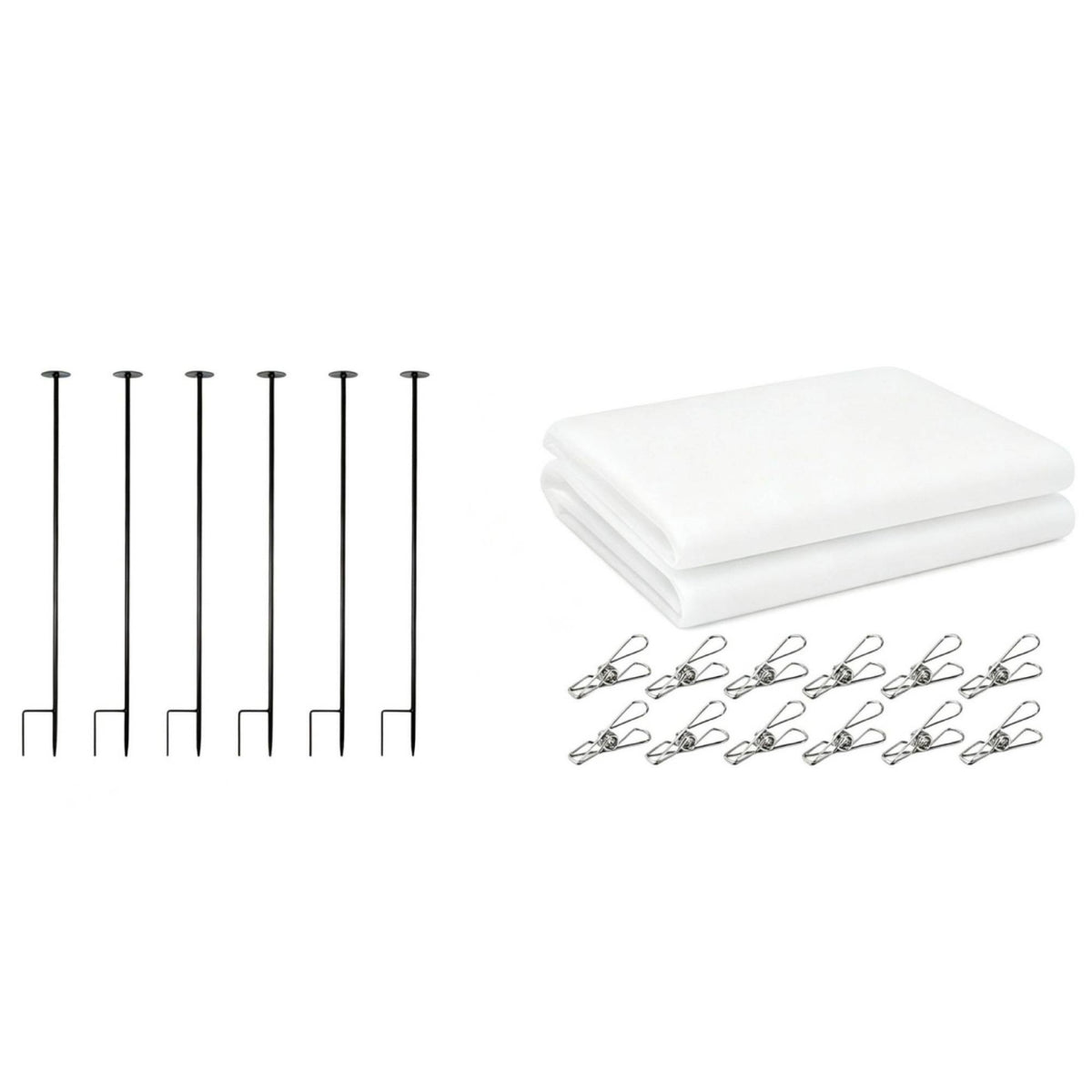 Plant Protection Kit with Metal Rods Removable Nonwoven Plant Cover with Stakes Reusable Garden Bed Cover for Gardeners, Vegetable Growers