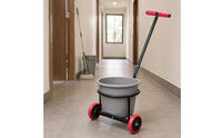 Hand-Push Bucket Cart Angled Handle Rolling Utility Cart Heavy Duty Metal Trolley for Household Flooring