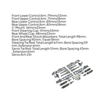 RC Car Metal Upgrade Set RC Car Damping System Parts with Shocks Damping Front and Rear Shock Absorbers