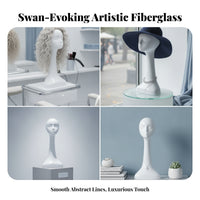 Swan Head Mannequin Glossy White Hairpiece Display Head Fiberglass