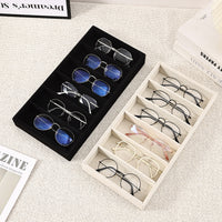 6-Grid Flannel Glasses Storage Box Display Rack with Drawer