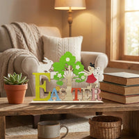 Easter Bunny Table Decor Festive Design Freestanding Bunny Ornament Farmhouse Design Easter Table Centerpiece for Families, Homeowners, Tabletop
