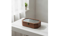 Wooden Box with Glass Lid Hinged Desktop Organizer with Glass Lid Dust-Proof