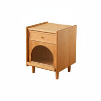 Japanese design Nightstand with Drawer and Shelf Minimalist Design Single-Drawer Nightstand space-saving Size Bedside Table Rounded Corners for Apartment Dwellers, Homeowners, Students, Small Spaces, Guest Room, Office