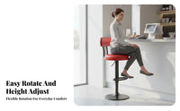 Stable Round Base Adjustable Swivel Stool Integrated Footrest Adjustable Swivel Stool with Backrest Floor Protection Loop Bar Chair Wide Padded Seat for Business Owners, Homeowners, Counter, Reception Desk, Kitchen, Cafe