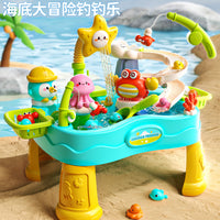 Kids Water Play Table with Fishing and Dishwashing Simulation
