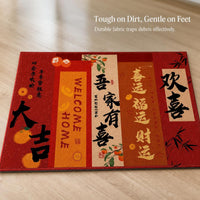 Red Auspicious Welcome Doormat for New Home Entryway