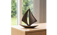 Wooden Sailboat Ornament Tabletop Wooden Sailboat Model Desktop Sailing Boat Display for Living Room, Entryway