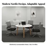 Nordic Design Round 4-Person Table Minimalist Design Cafe Furniture Space Saving Stable Base for Apartment Dwellers, Homeowners, Families, Dining Room, Coffee Bar, Office, Kitchen