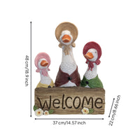 Duck Welcome Sign Cottagecore Welcome Plaque with Ducks Decorative Wooden Plaque for Gardeners, Front Door