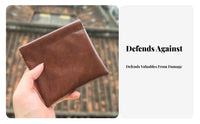 Oil Treated Leather Pouch Vintage Design Portable Collectible Bag Multi-Functional Snap Classic Leather Pouch for Collectors, Adults, Daily Use