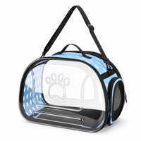 Collapsible Foldable Pet Carrier with Transparent Shell Space-Saving Pet Carrier Bag with Shoulder Strap Soft-Sided Comfortable for Travel, Vet Visits