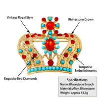 Women's Ornate Crown Lapel Pin, Rhinestone Crown Brooch Pin, Sparkling Crown Brooch Pin, Vintage Lapel Pin for Suits, Fashion Brooch for Scarves