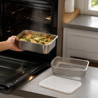 304 Stainless Steel Food Storage Container with Drainer Basket, Refrigerator Organizer for Fruits and Vegetables