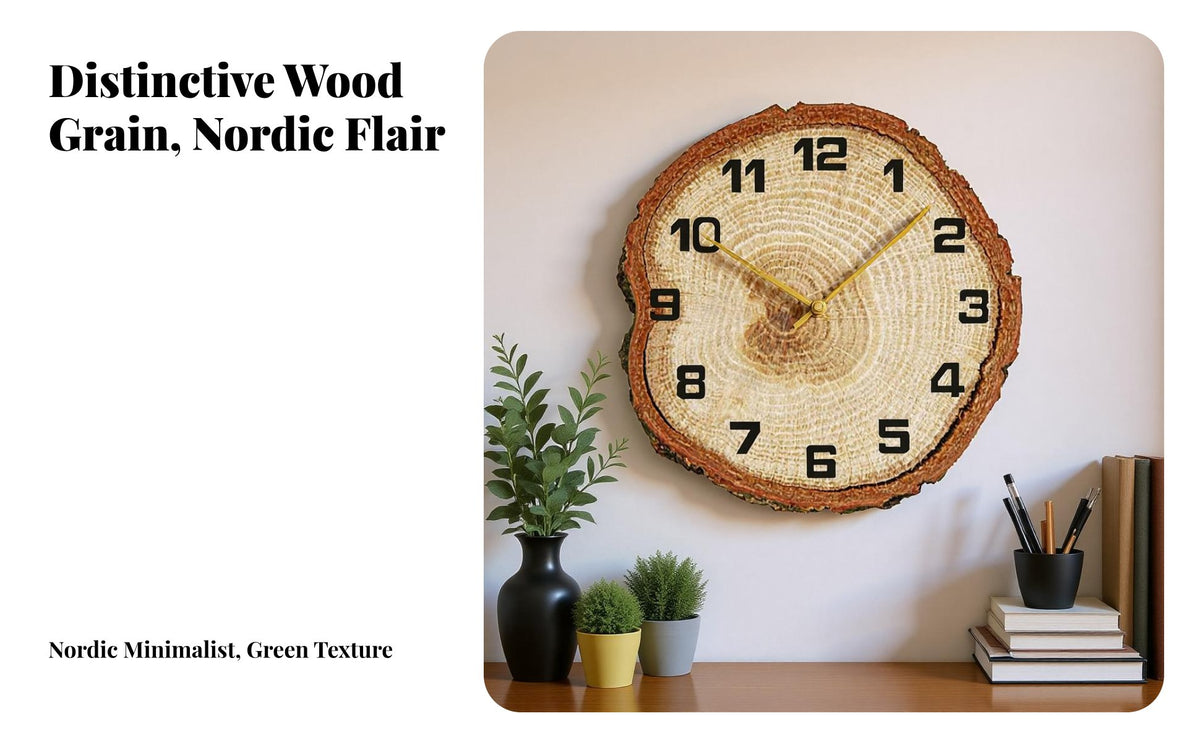 Silent Movement 12 Inch Wall Clock Non-Ticking Wooden Annual Circle Clock Easy to Hang for Homeowners, Adults, Living Room, Bedroom