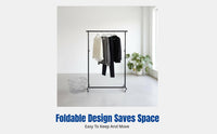 Folding Garment Rack, Adjustable Height Iron Display Stand, Mobile Clothes Hanging Rack for Street Stall, Night Market